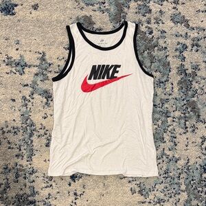 Nike White Tank with Red Swoosh and Black Trim